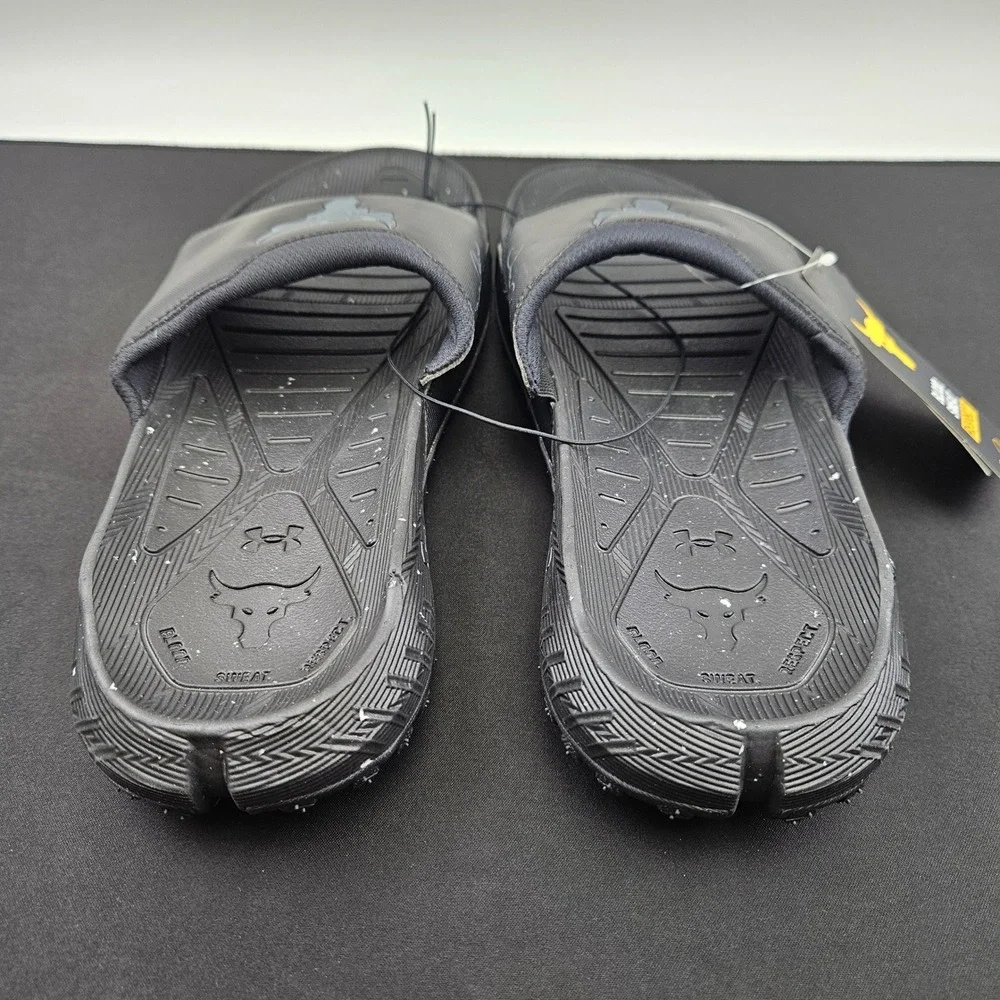 Under Armour Project Rock 3 SL Black Slides Mens 10 Womens 11.5 3026034-001 New